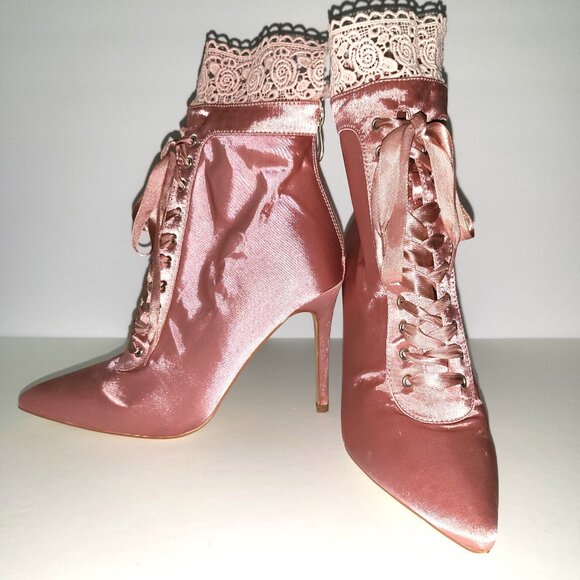 CAPE ROBBIN | Pink Laced Ballerina Heels - Picture 2 of 10
